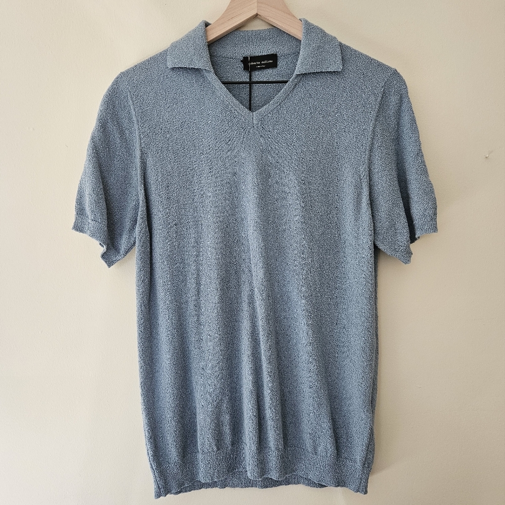 NWT Roberto Collina short sleeve buttonless polo,  Size IT 48 (~US 38/M)